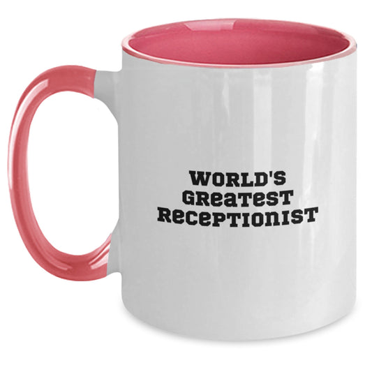 Funny World's Greatest Receptionist Gifts for Receptionist Men Friends Coworkers Family Two Tone Coffee Mug - Main