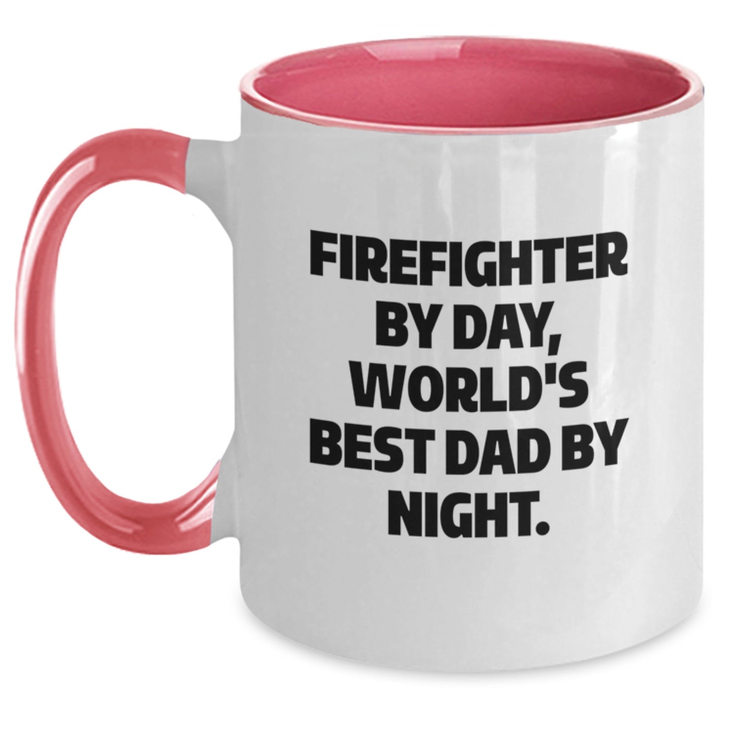 Funny Firefighter Gifts from Dad - Birthday Unique Gifts for Firefighter Men, Firefighter Two Tone Coffee Mug with 'Firefighter By Day, World's Best Dad By Night' Quote - Main