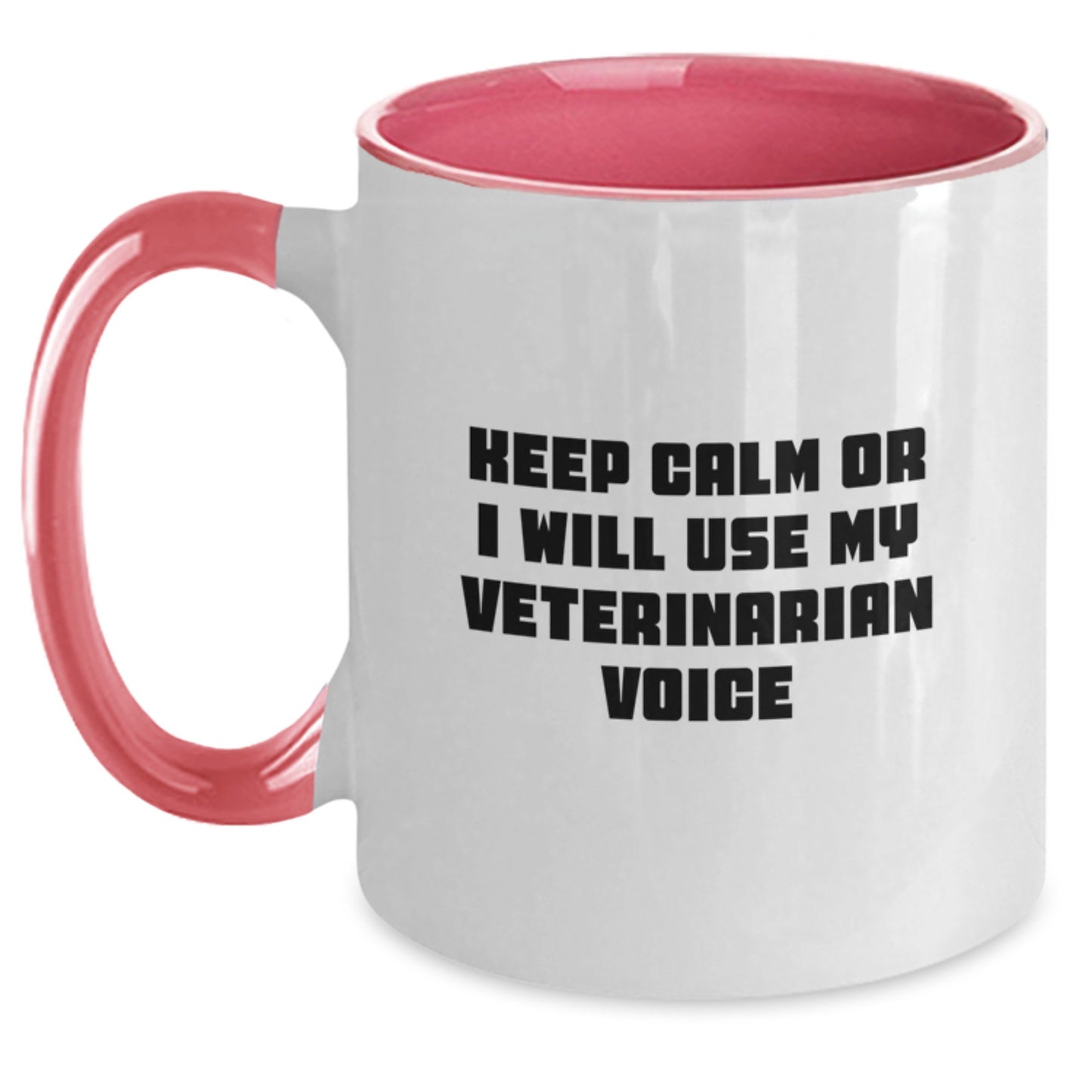 Funny Veterinarian Gifts from Men to Women, Christmas Unique Presents for Veterinarian Friends, Two Tone Coffee Mugs with Keep Calm Or I Will Use My Veterinarian Voice - Main