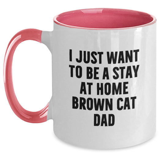 Funny Brown Cat Dad Gifts for Men from Family, Friends, or Coworkers - Two Tone Coffee Mug for Graduation - Main