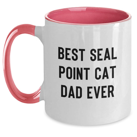 Funny Seal Point Cat Dad Gifts for Him from Friends - Best Seal Point Cat Lover Two Tone Coffee Mug for Birthday - Main