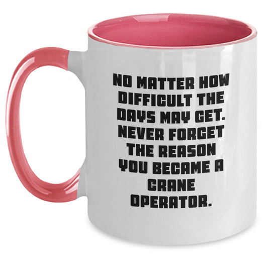 Funny Inspiration for Crane Operator, Personalized Graduation Gifts from Friends, Two Tone Coffee Mug, Never Forget the Reason You Became a Crane Operator - Main