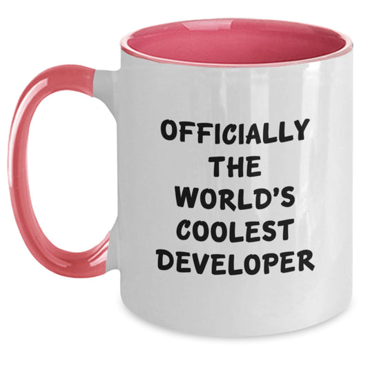 Developer Gifts from Men - Officially The World's Coolest Developer Funny Two Tone Coffee Mug for Graduation - Main