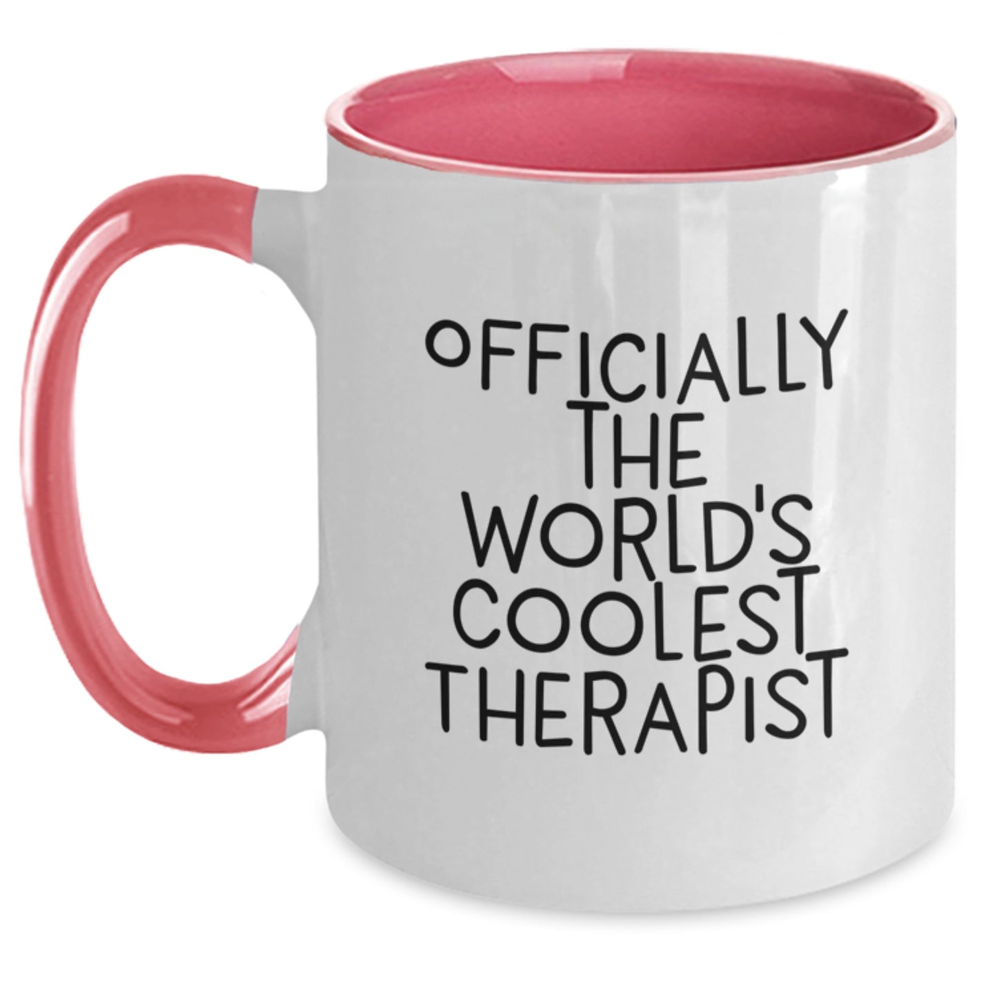 Funny and Inspirational Gifts from Friends for Therapist Two Tone Coffee Mug - Officially The World's Coolest Therapist, Unique Graduation Unique Gifts - Main