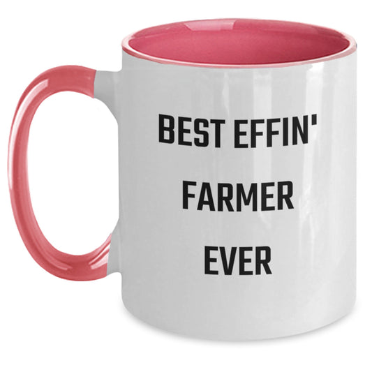 Funny Farmer Gifts for Him from Friends - Best Effin' Farmer Ever Two Tone Coffee Mug for Graduation, Unique Mugs for Farmers, Men, or Coworkers - Main