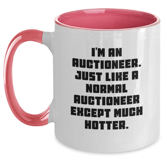 Auctioneer Funny Birthday Unique Gifts from Friends to Amazing Auctioneer Coffee Mug - Two Tone Ceramic Mugs for Hotter Auctioneers, Red and White, 11oz - Main