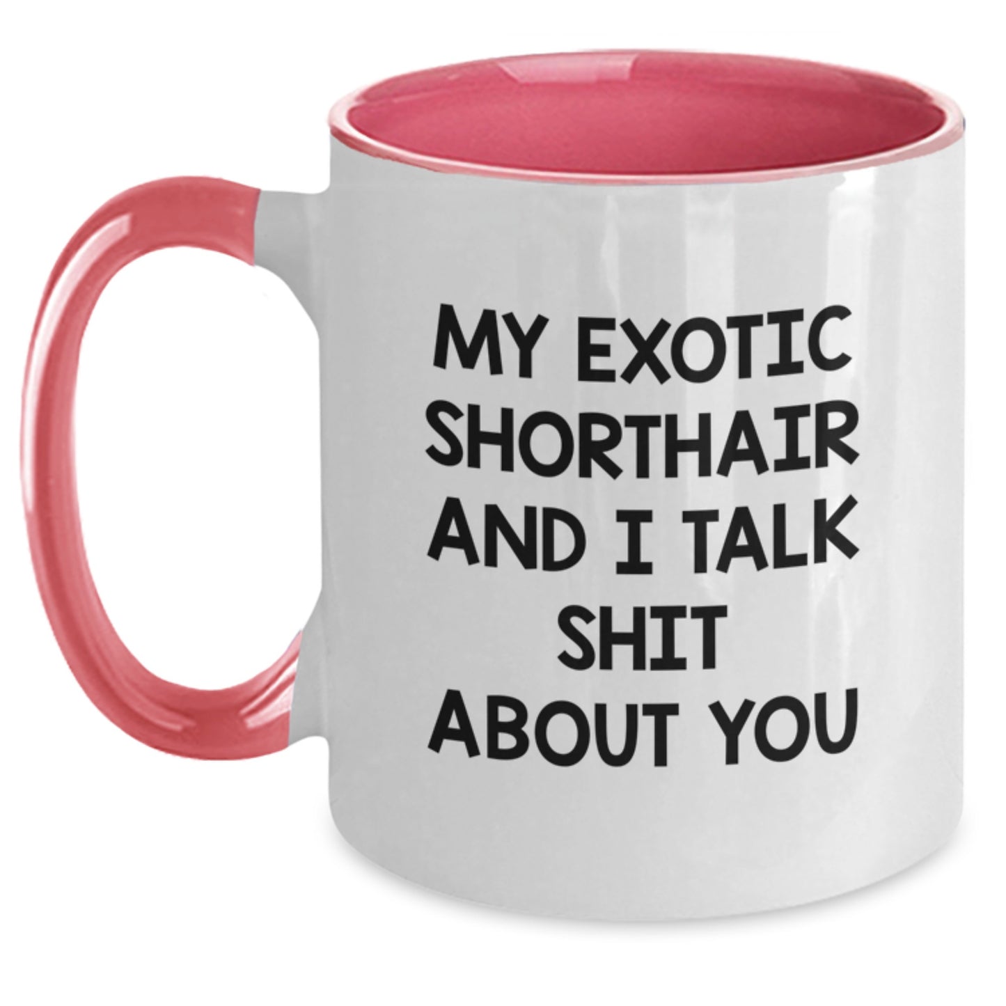 Funny Exotic Shorthair Cat Gifts for Friends - My Exotic Shorthair And I Talk Shit About You Quote on Two Tone Coffee Mug for Graduation Unique Gifts from Friends - Main