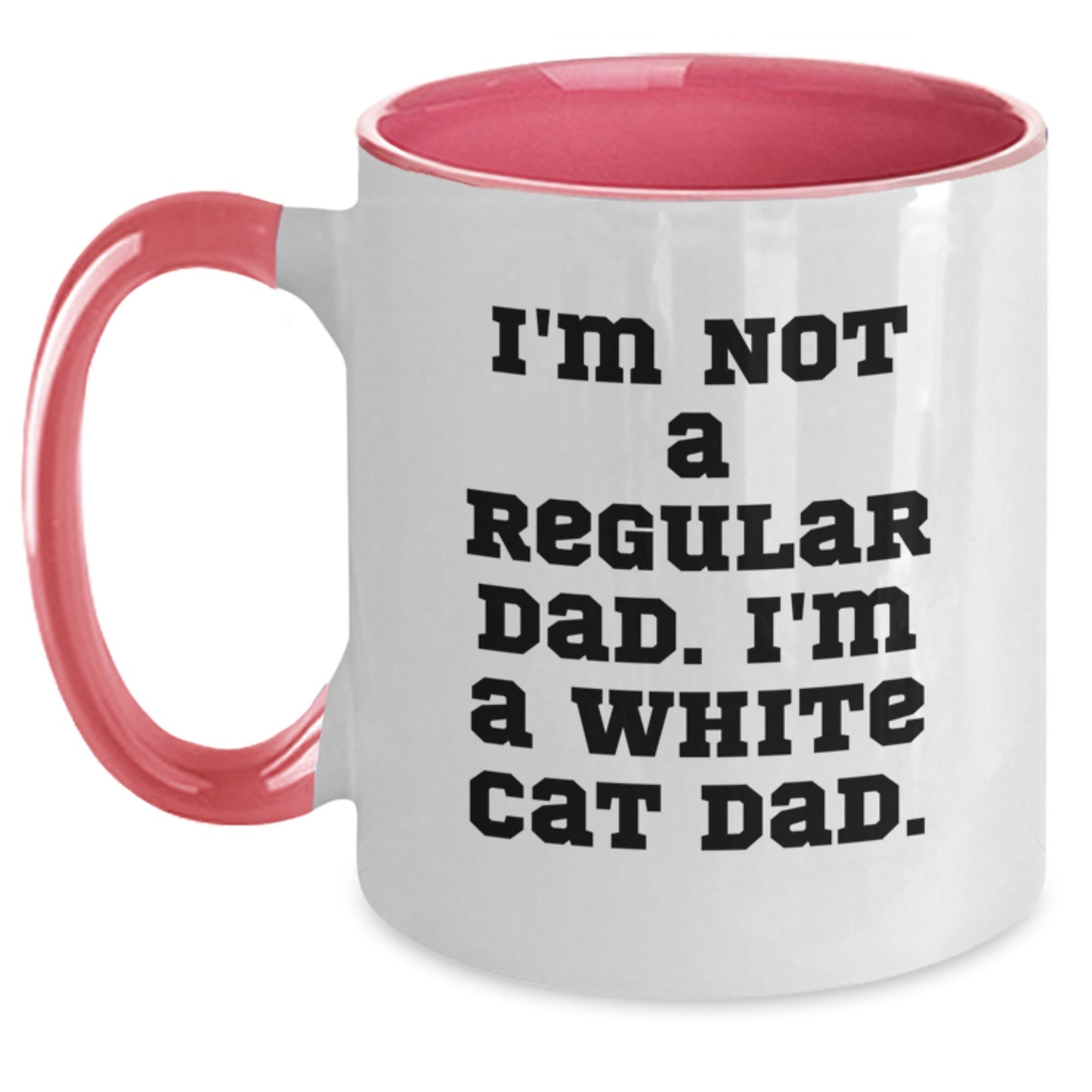 Funny White Cat Dad Gifts from Family to Men, Unique Christmas Unique Gifts for White Cat Enthusiasts, Two Tone Coffee Mug - Main