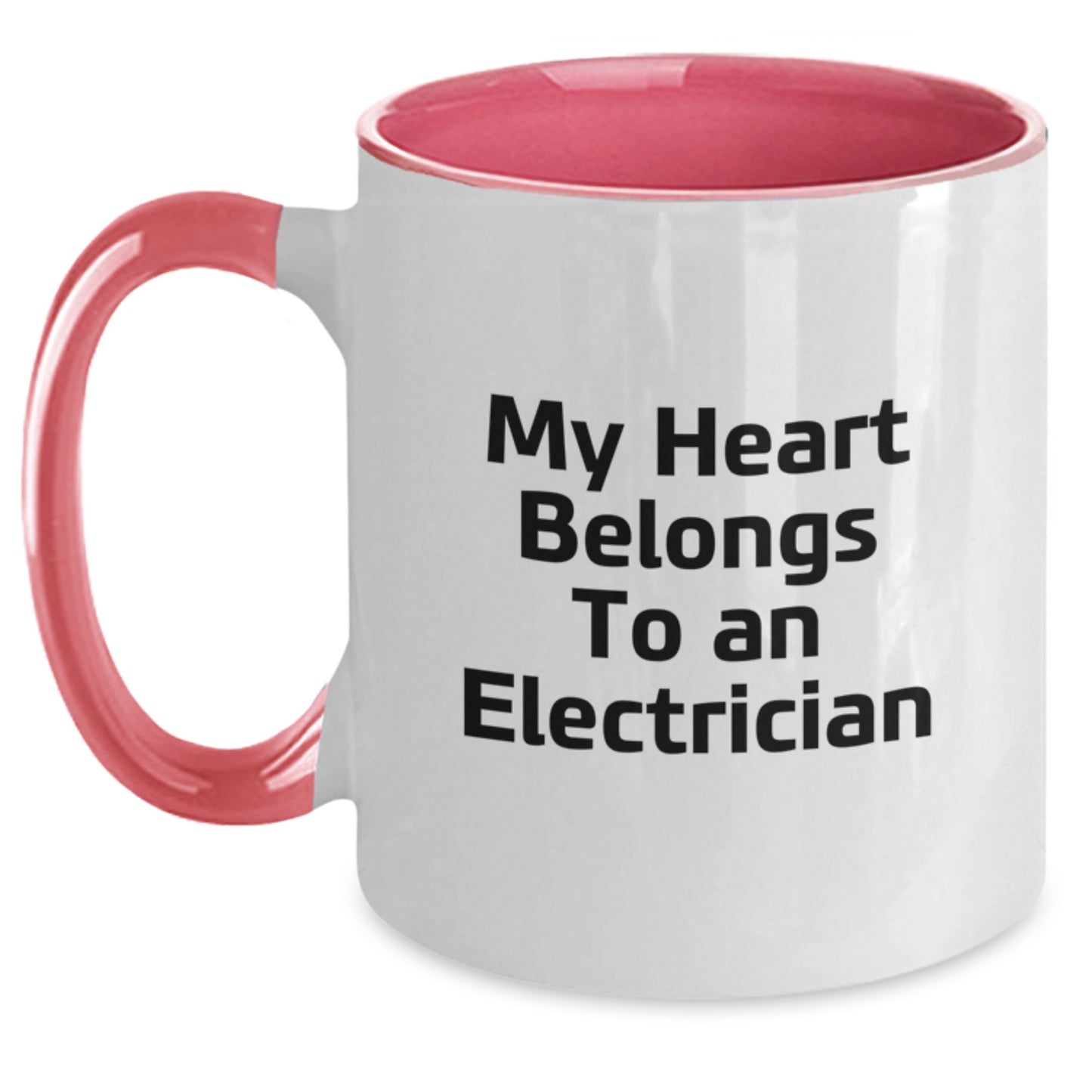 Funny Electrician Gifts for Men from Friends, Two Tone Coffee Mug with 'My Heart Belongs To An Electrician' Quote, Unique Graduation Gifts for Electrician Enthusiasts - Main