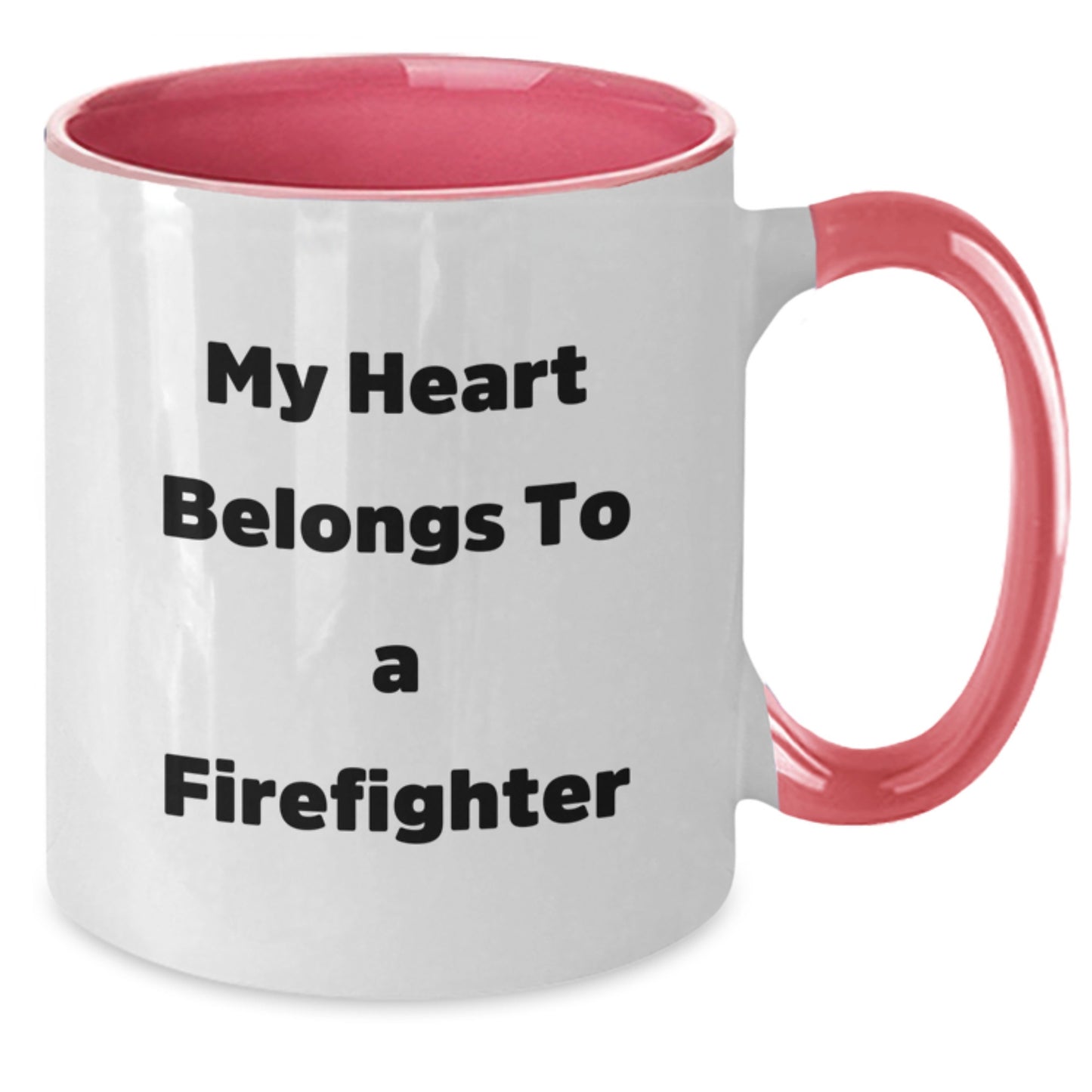 Funny Firefighter Gifts from Men to Firefighter Friends, Christmas Unique Gifts for Firefighter Women, Two Tone Coffee Mug My Heart Belongs To A Firefighter - Additional