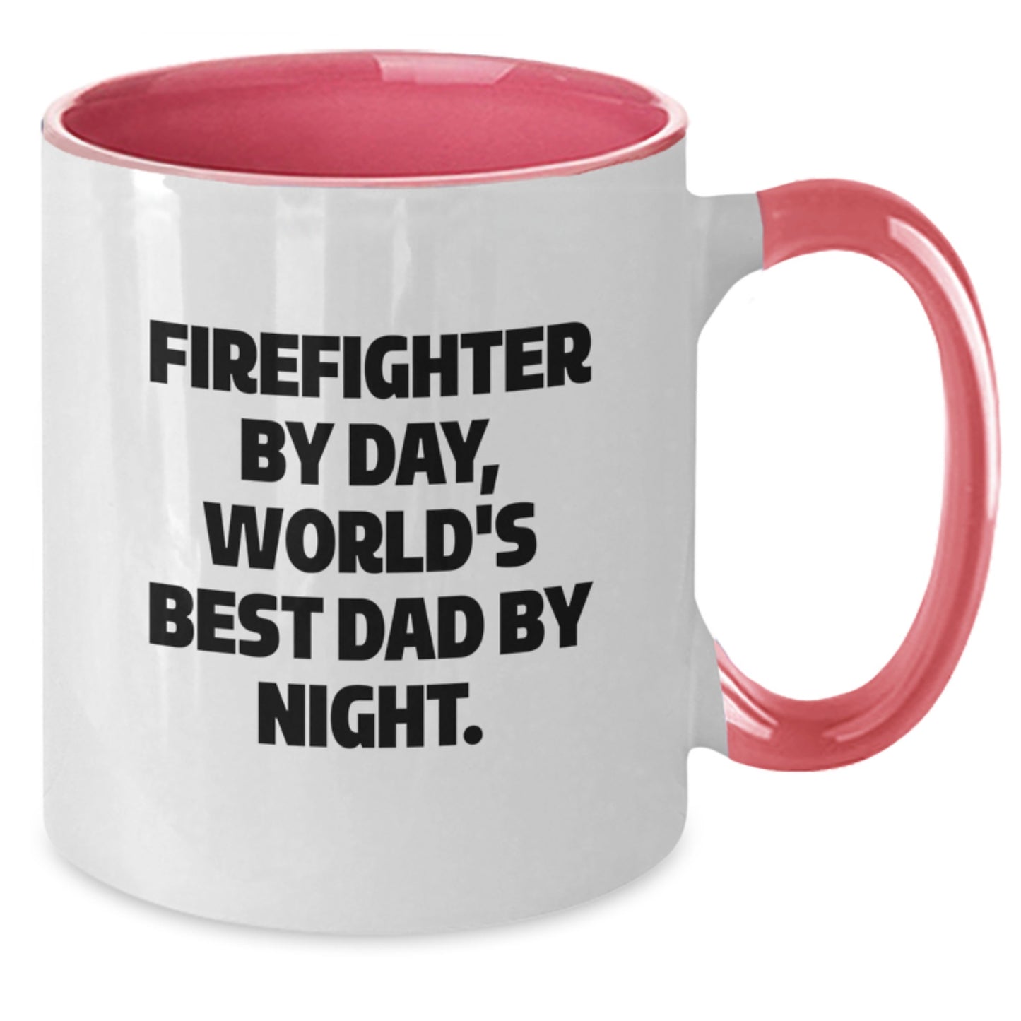 Funny Firefighter Gifts from Dad - Birthday Unique Gifts for Firefighter Men, Firefighter Two Tone Coffee Mug with 'Firefighter By Day, World's Best Dad By Night' Quote - Additional