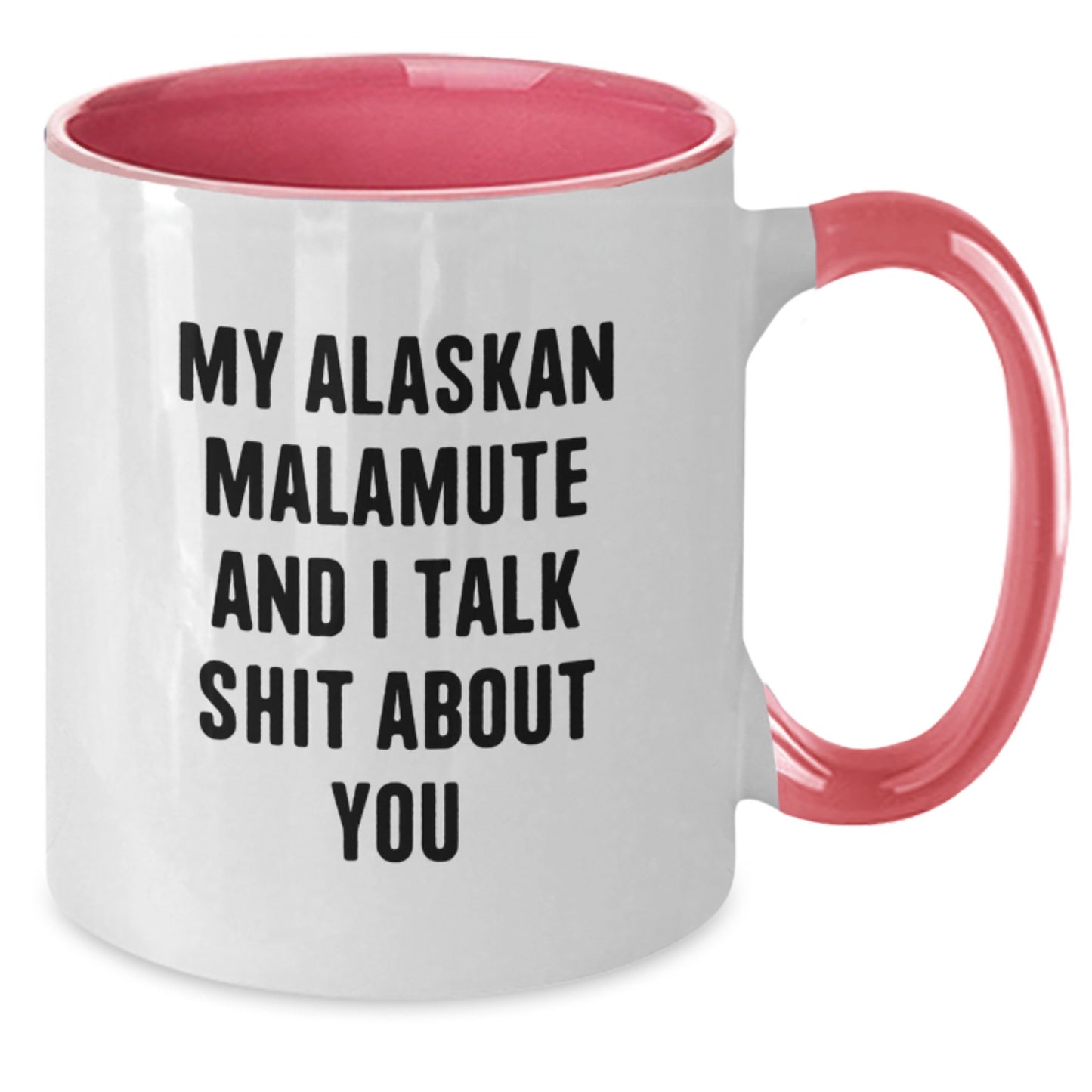 Alaskan Malamute Dog Lover's Funny Gift, Two Tone Coffee Mug for Christmas, Black and White, Red and White, Navy and White, or Pink and White - Additional