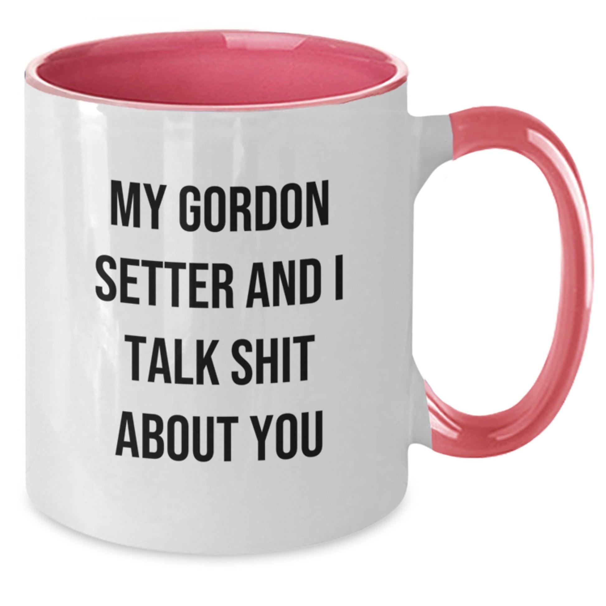 Gordon Setter Dog Funny Graduation Gifts from Friends for Men and Women Two Tone Coffee Mug, My Gordon Setter And I Talk Shit About You Quote in Colorful Dishes - Additional