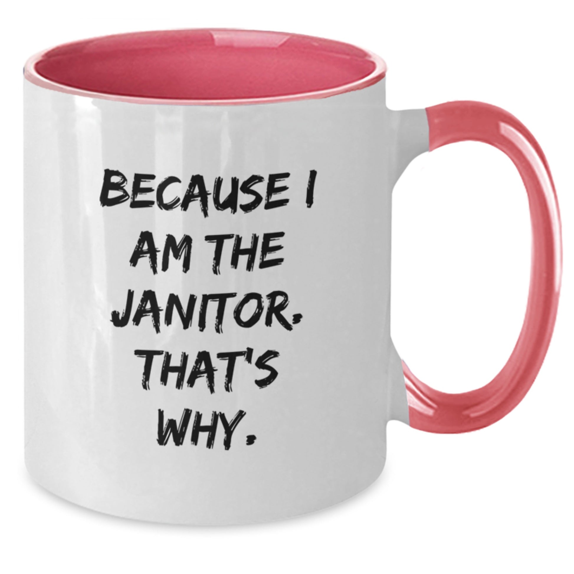 Funny Janitor Gifts from Friends, Unique Two Tone Coffee Mug, Christmas Unique Presents for Janitor, 'Because I Am The Janitor. That's Why.' - Additional