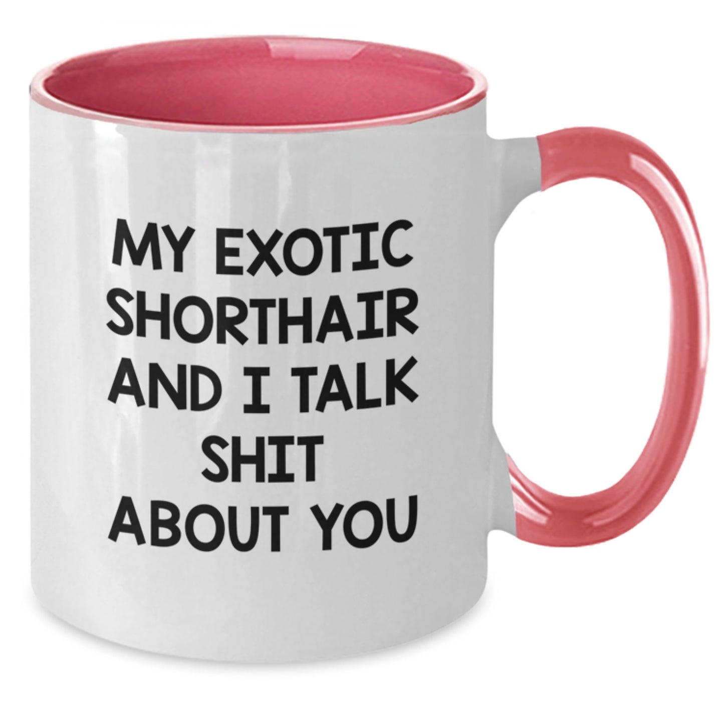 Funny Exotic Shorthair Cat Gifts for Friends - My Exotic Shorthair And I Talk Shit About You Quote on Two Tone Coffee Mug for Graduation Unique Gifts from Friends - Additional