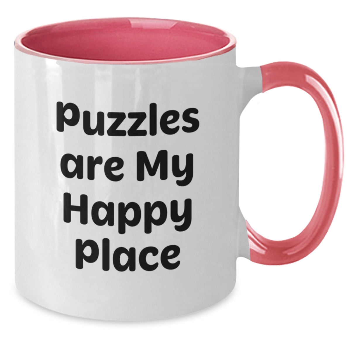 Puzzles Lover's Funny Gift, Two Tone Coffee Mug, 'Puzzles Are My Happy Place' Quote for Birthday Unique Gifts from Friends, Family, or Coworkers to Puzzles Enthusiasts - Additional