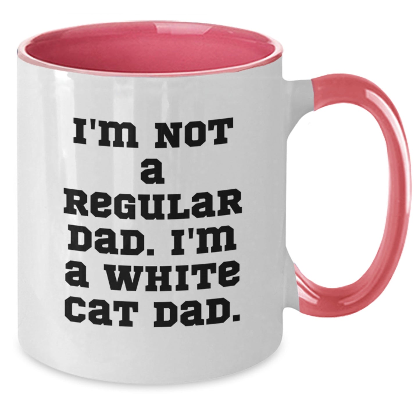 Funny White Cat Dad Gifts from Family to Men, Unique Christmas Unique Gifts for White Cat Enthusiasts, Two Tone Coffee Mug - Additional