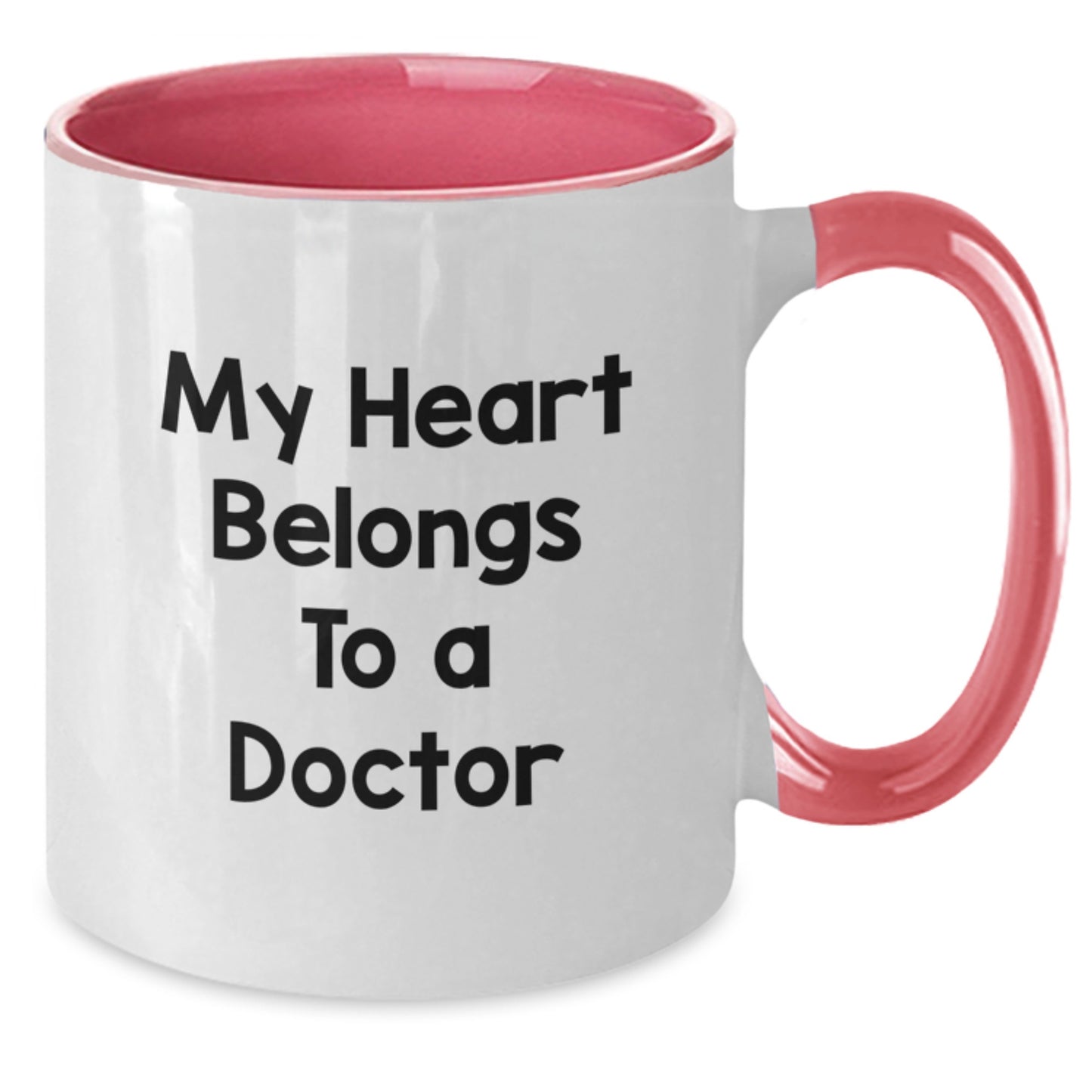 Funny Doctor Gifts for Graduation from Friends and Family, Two Tone Coffee Mug with My Heart Belongs To A Doctor - Additional