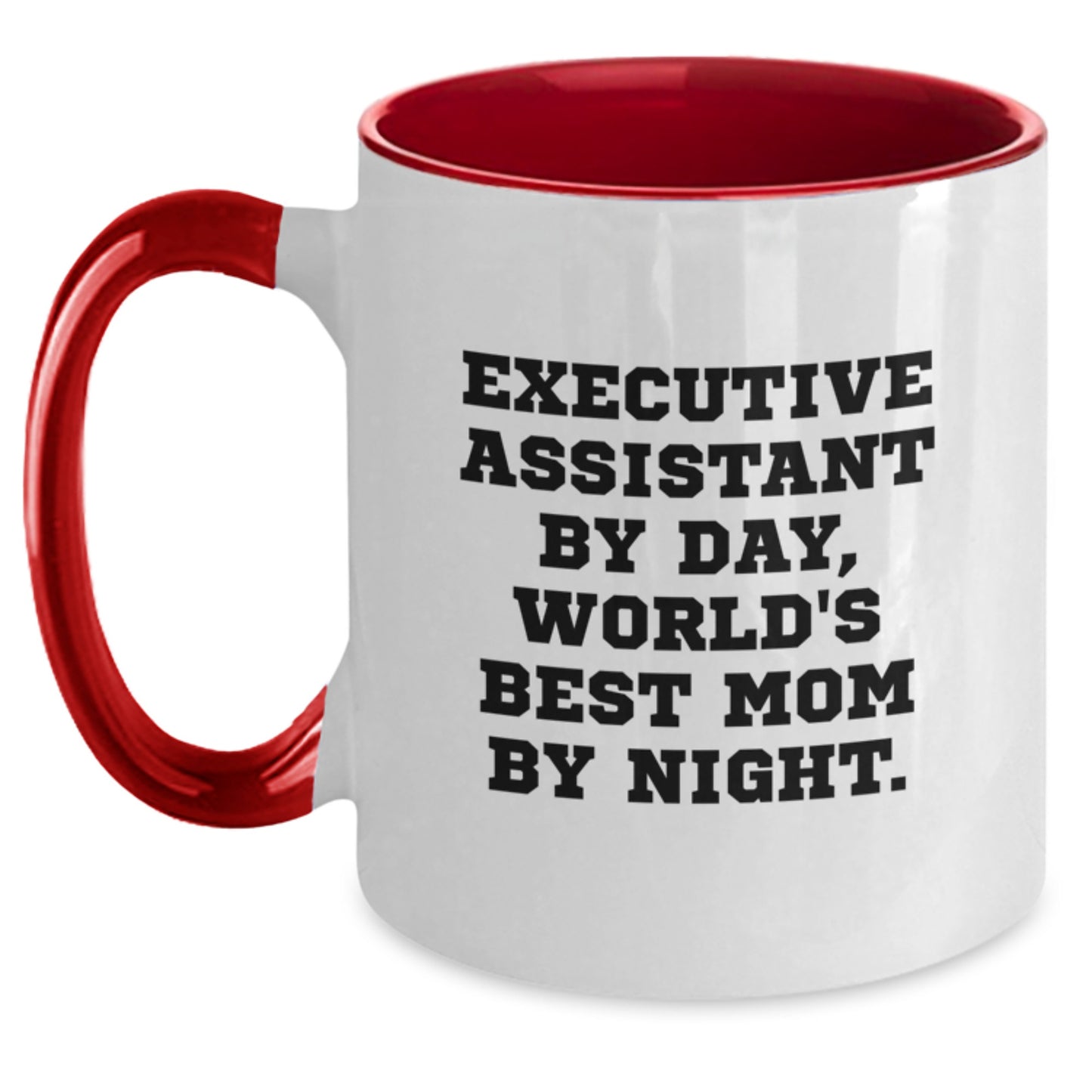 Funny Executive Assistant Christmas Unique Gifts from Mom - Two Tone Coffee Mug, Executive Assistant By Day, World's Best Mom By Night - Main