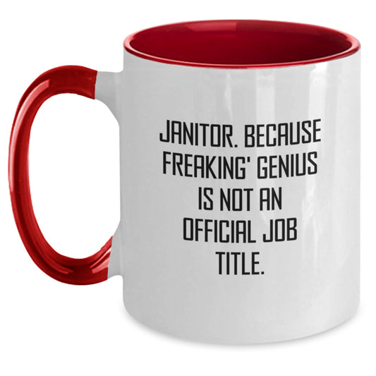 Funny Janitor Gifts from Friends for Janitors - Unique Two Tone Coffee Mug, Janitor Humor Birthday Unique Gift - Main