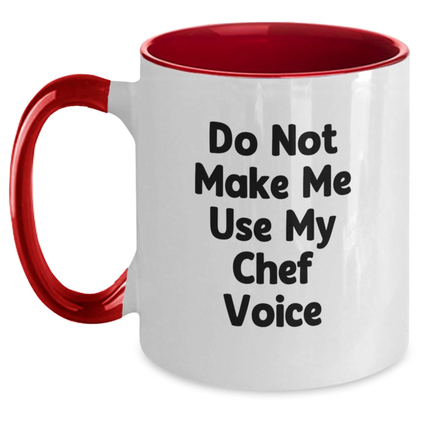 Funny Chef Gifts from Friends for Men, Unique Two Tone Coffee Mug with 'Do Not Make Me Use My Chef Voice' Quote for Graduation - Main