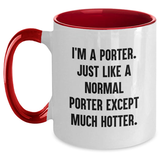 Porter Lover Gifts, Funny Two Tone Coffee Mugs for Porters, Christmas Unique Presents from Friends or Family - Main
