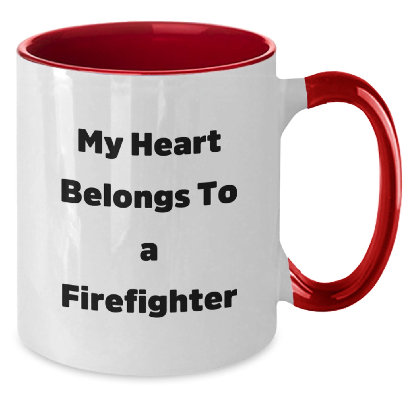 Funny Firefighter Gifts from Men to Firefighter Friends, Christmas Unique Gifts for Firefighter Women, Two Tone Coffee Mug My Heart Belongs To A Firefighter - Additional