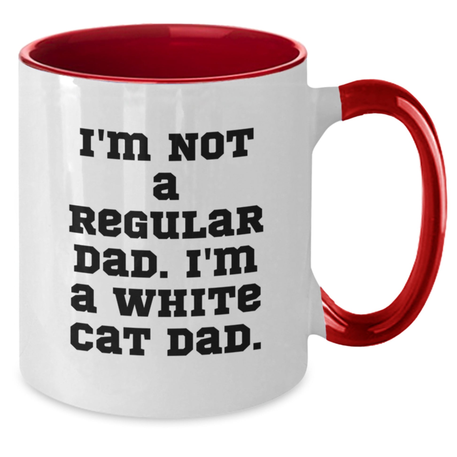Funny White Cat Dad Gifts from Family to Men, Unique Christmas Unique Gifts for White Cat Enthusiasts, Two Tone Coffee Mug - Additional