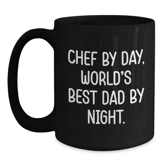Funny Chef Gifts from Dad - Black Coffee Mug for the World's Best Chef - Birthday Unique Gifts for Him - Main