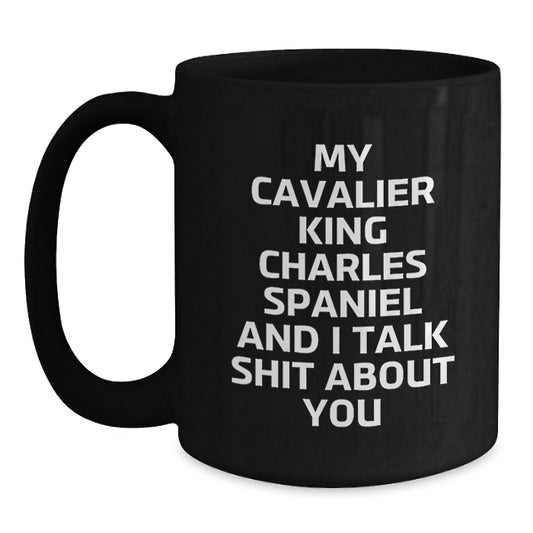 Funny Cavalier King Charles Spaniel Dog Mugs Gifts for Men Women Friends Family - Black Coffee Mug - Main
