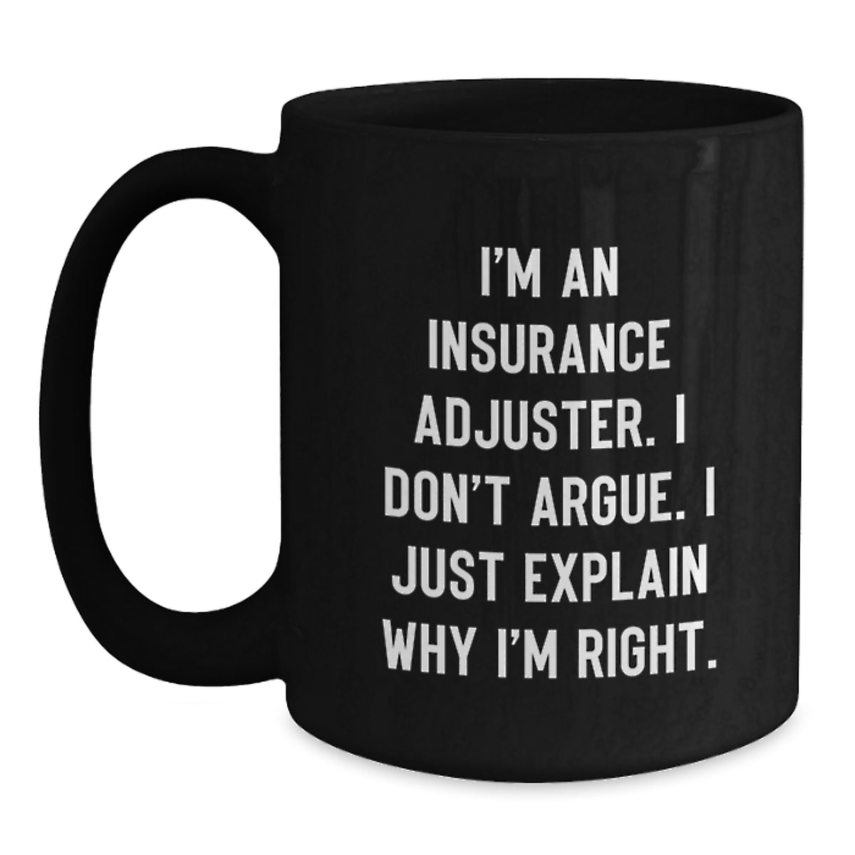 Insurance Adjuster Keepsake Black Coffee Mug for Him Christmas Gift - Main