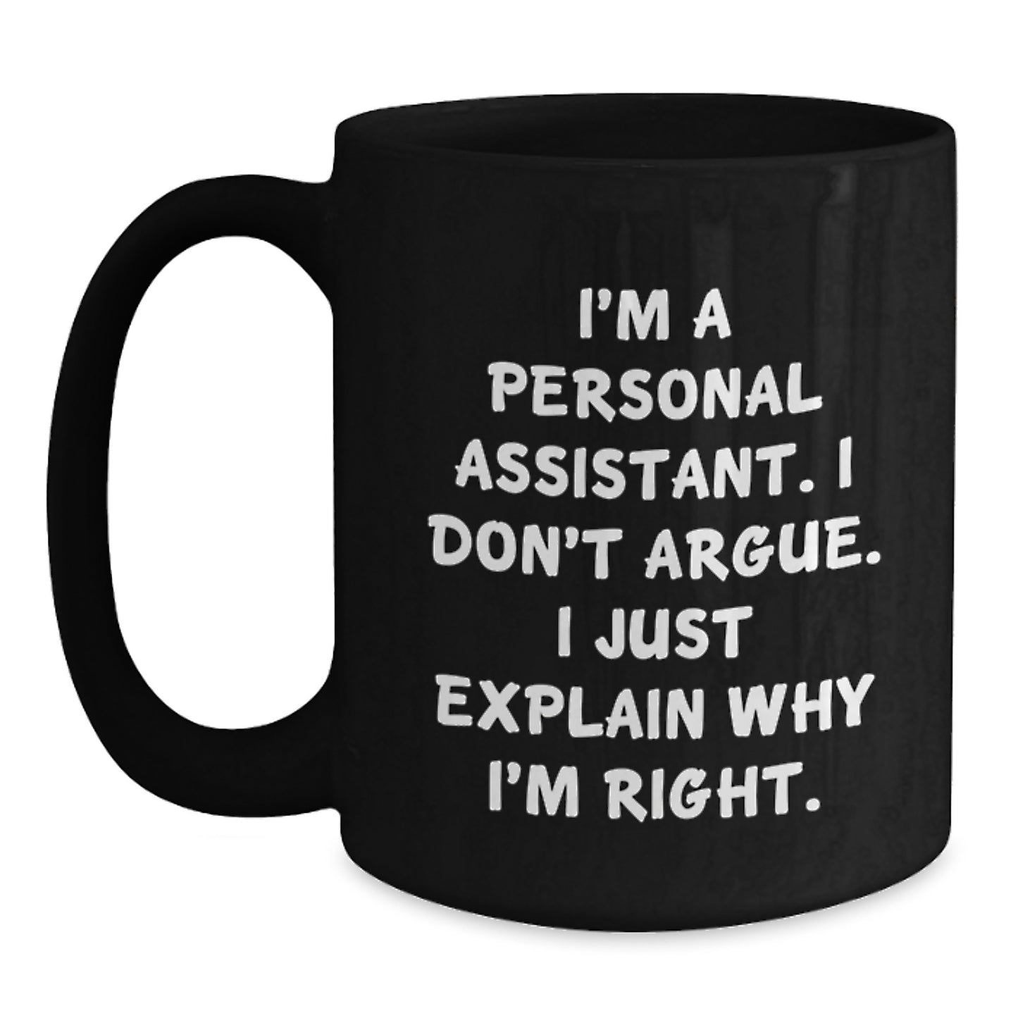 Funny Personal Assistant Mugs Gifts from Men to Women Coworkers on Valentine's Unique Black Coffee Mugs with Personal Assistant Quote - Main