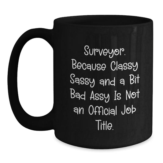 Funny Surveyor Gifts, Black Coffee Mug, Mother's Day Unique Gifts from Family, Funny Quote for Surveyor Men Women Friends Coworkers - Main