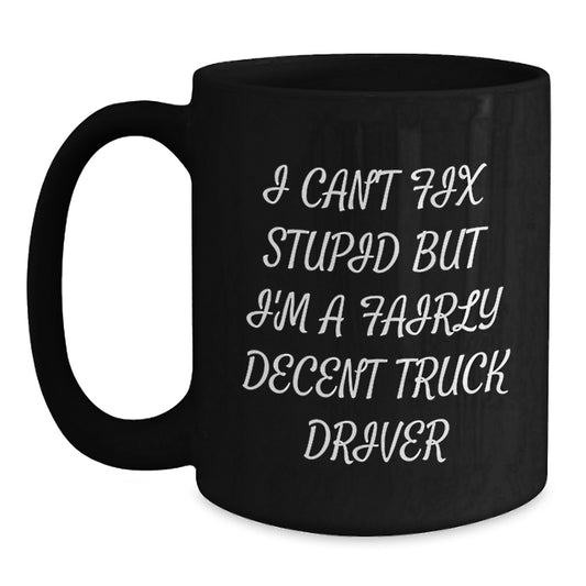 Funny Truck Driver Gifts for Men, Funny Coffee Mugs for Truckers Graduation Unique Gift from Friends, 11oz/15oz Black Ceramic - Main