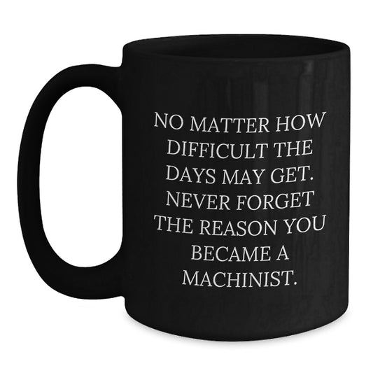 Machinist Inspirational Gifts from Friends for Graduation Unique Black Coffee Mug - Never Forget The Reason You Became A Machinist. - Main