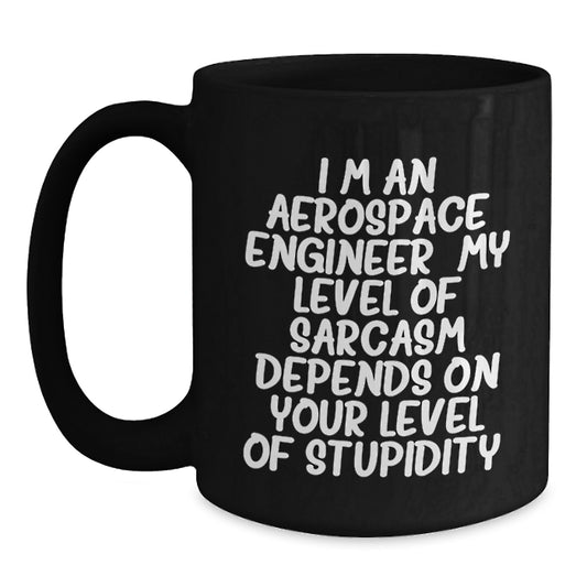 Aerospace Engineer Sarcasm Funny Black Coffee Mug Gifts for Men from Friends, Women to Coworkers - Main