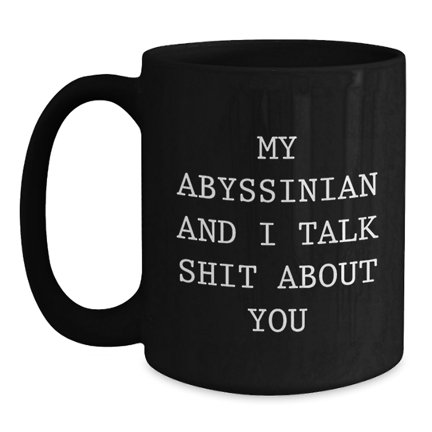 Funny Abyssinian Cat Gifts from Men for Women Friends Birthday Unique Gifts with Black Coffee Mug - My Abyssinian And I Talk Shit About You - Main