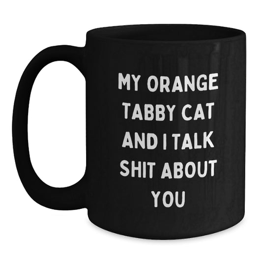 Funny Orange Tabby Cat Black Coffee Mug, Gifts from Men for Orange Tabby Cat Lovers, Father's Day Unique Gifts - Main