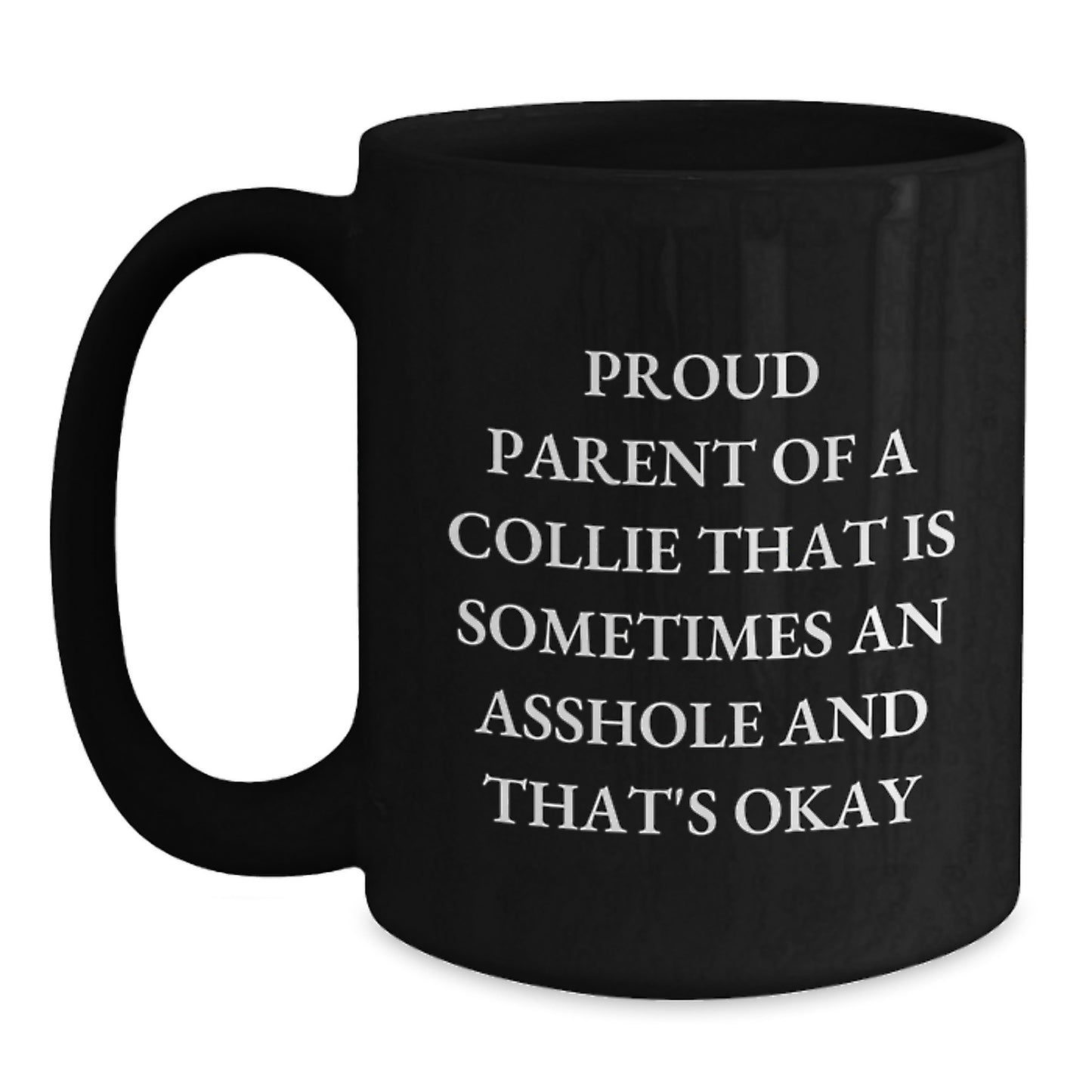 Collie Dog Keepsake Birthday Gift for Him 11oz Black Ceramic Coffee Mug - Main