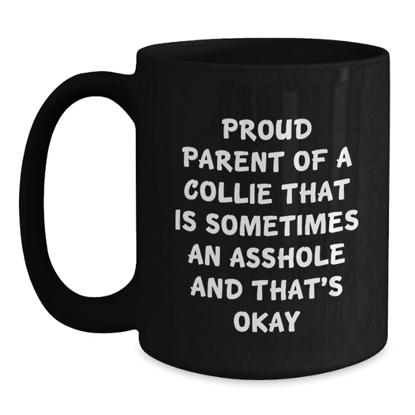 Birthday Gift Present for Her Collie Dog Black Coffee Mug - Main