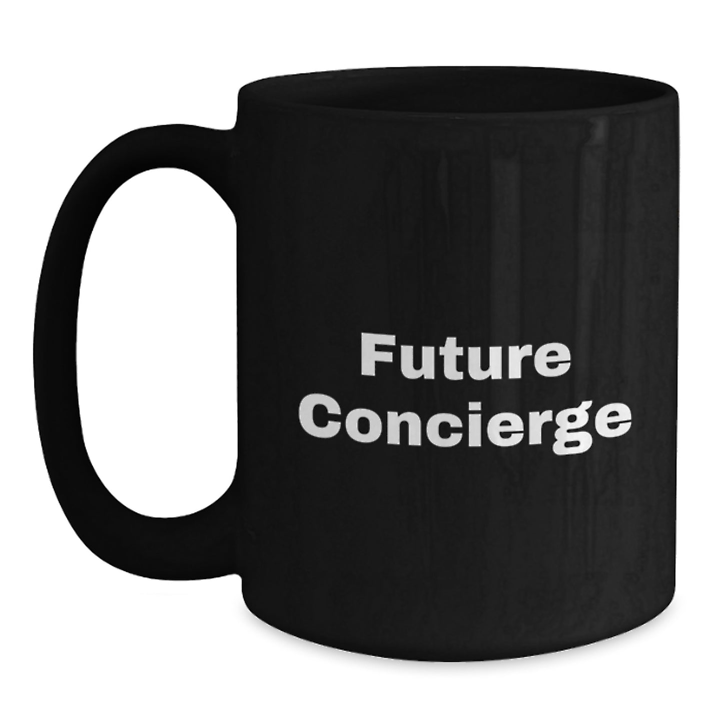 Funny Concierge Gifts for Men from Friends - Future Concierge Black Coffee Mug, Unique Christmas Unique Gifts for Concierge - Main