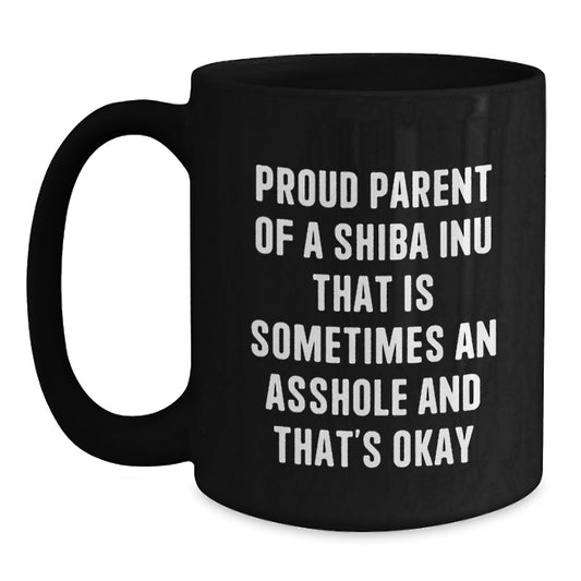 Funny Shiba Inu Dog Gifts from Men to Proud Parents on Graduation Unique Gifts - Black Coffee Mug for Friends - Main