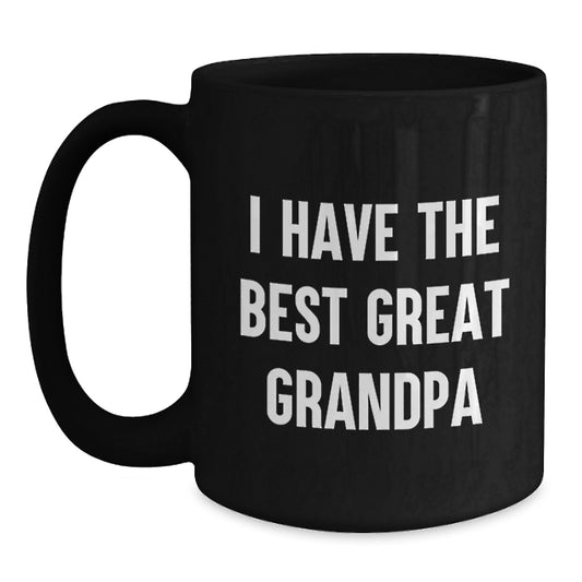 Funny Grandpa Gifts, Great Grandpa Coffee Mug, I Have The Best Grandpa, Black Ceramic Mug for Men - Main