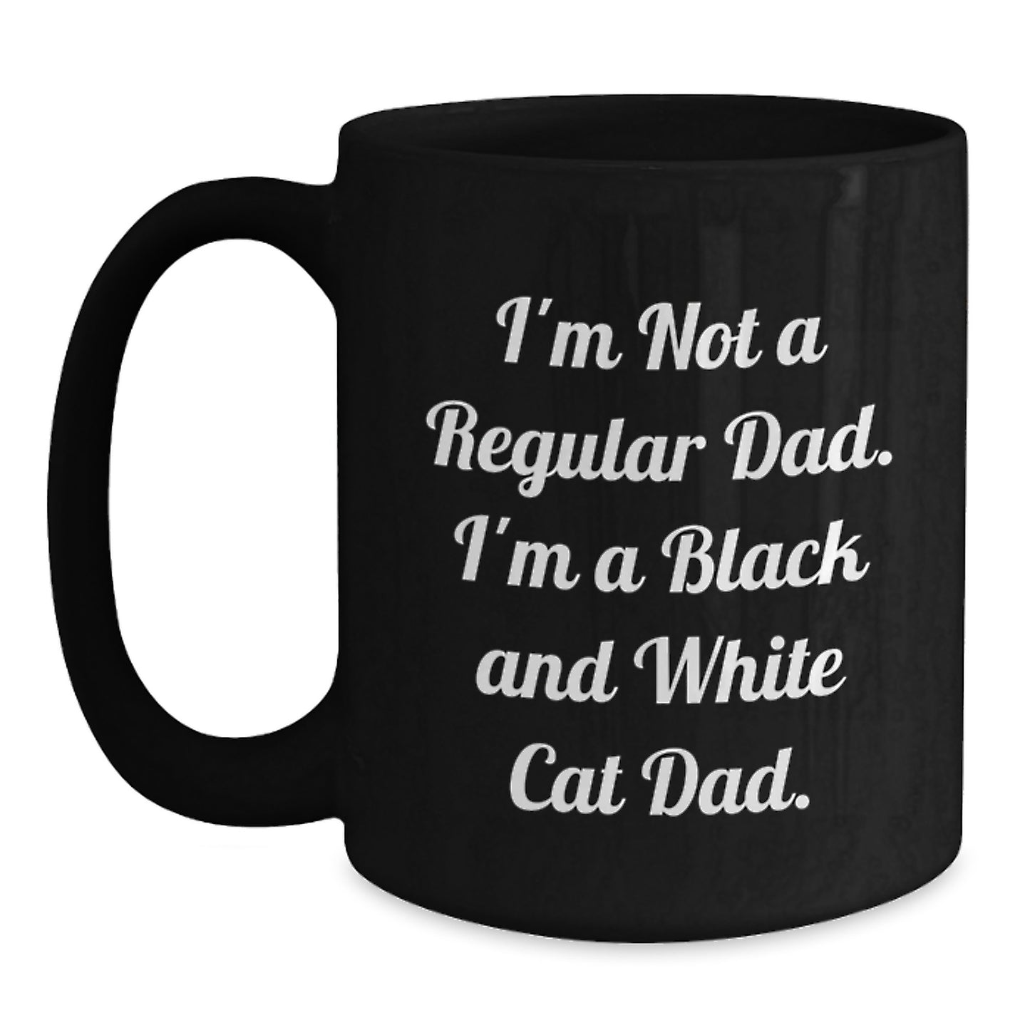 Funny Black and White Cat Dad Gifts from Dad to Graduates, Unique Black Coffee Mug, Black and White Cat Lover Mug - Main