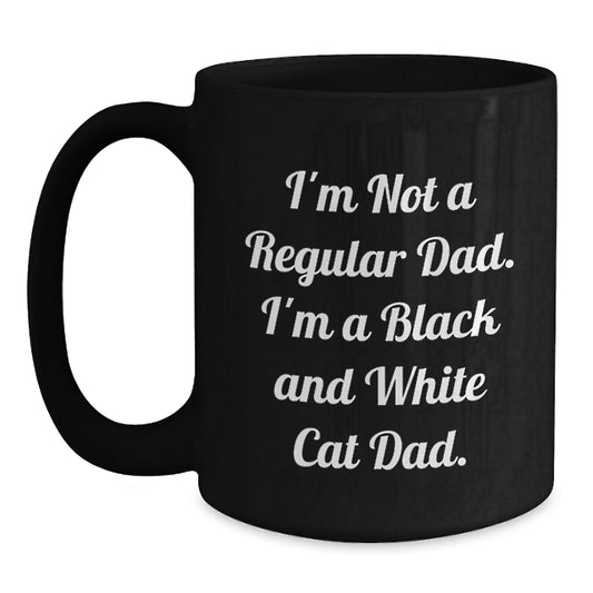 Funny Black and White Cat Dad Gifts from Dad to Graduates, Unique Black Coffee Mug, Black and White Cat Lover Mug - Main