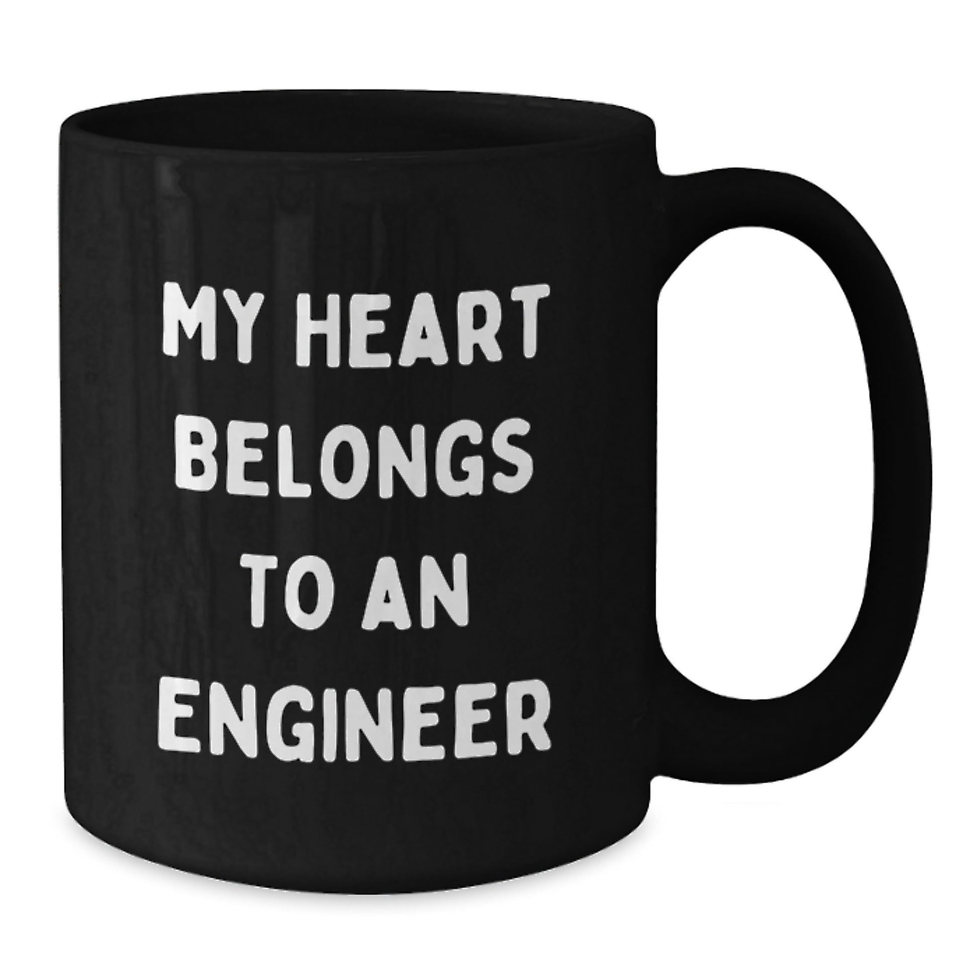 Funny Engineer Gifts from Friends, Graduation Unique Mug for Engineers, 'My Heart Belongs To An Engineer' Quote on Black Coffee Mug - Additional