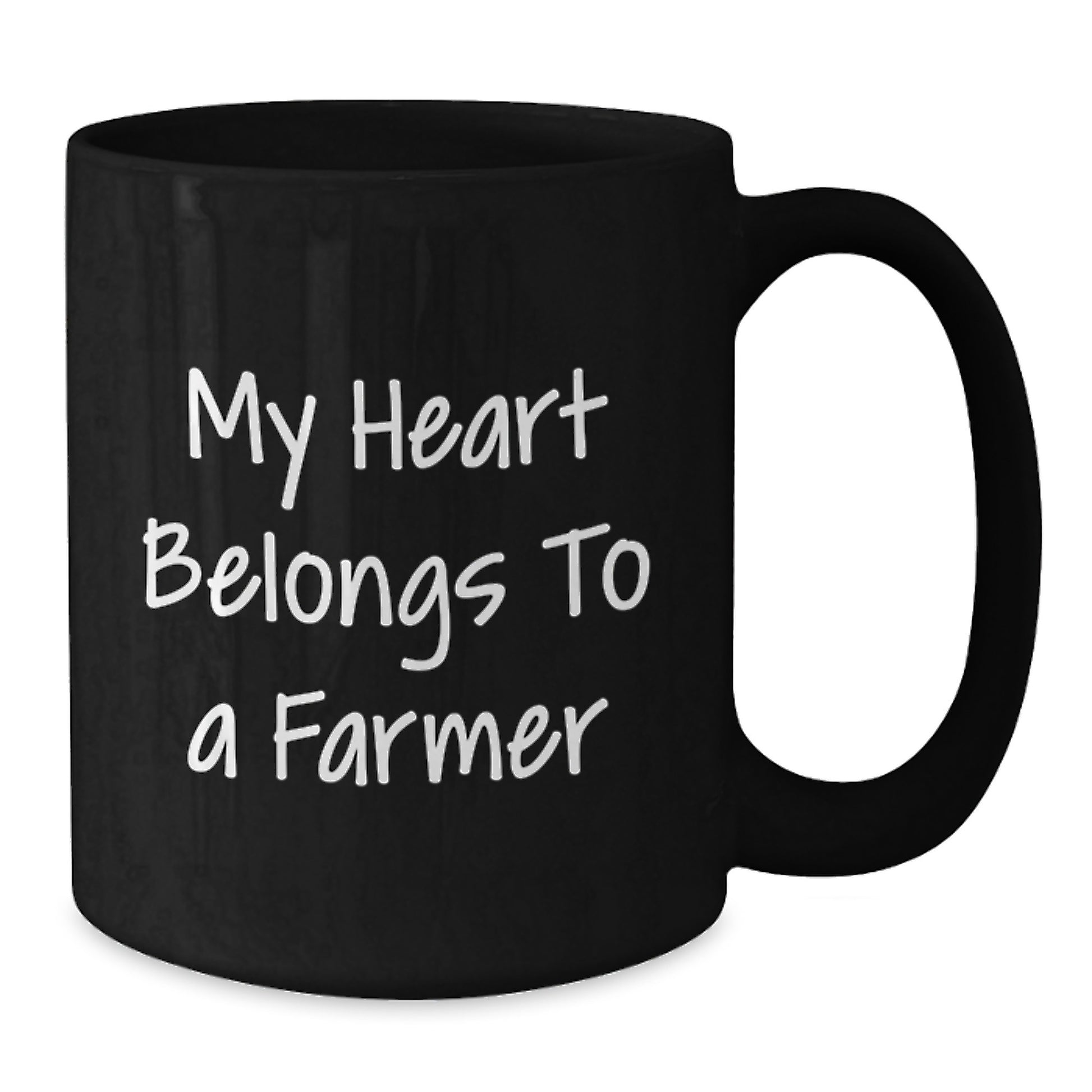Funny Farmer Quotes Gifts from Men to Farmer, Christmas Unique Gifts, Black Coffee Mug for Farmer, 'My Heart Belongs To A Farmer' - Additional