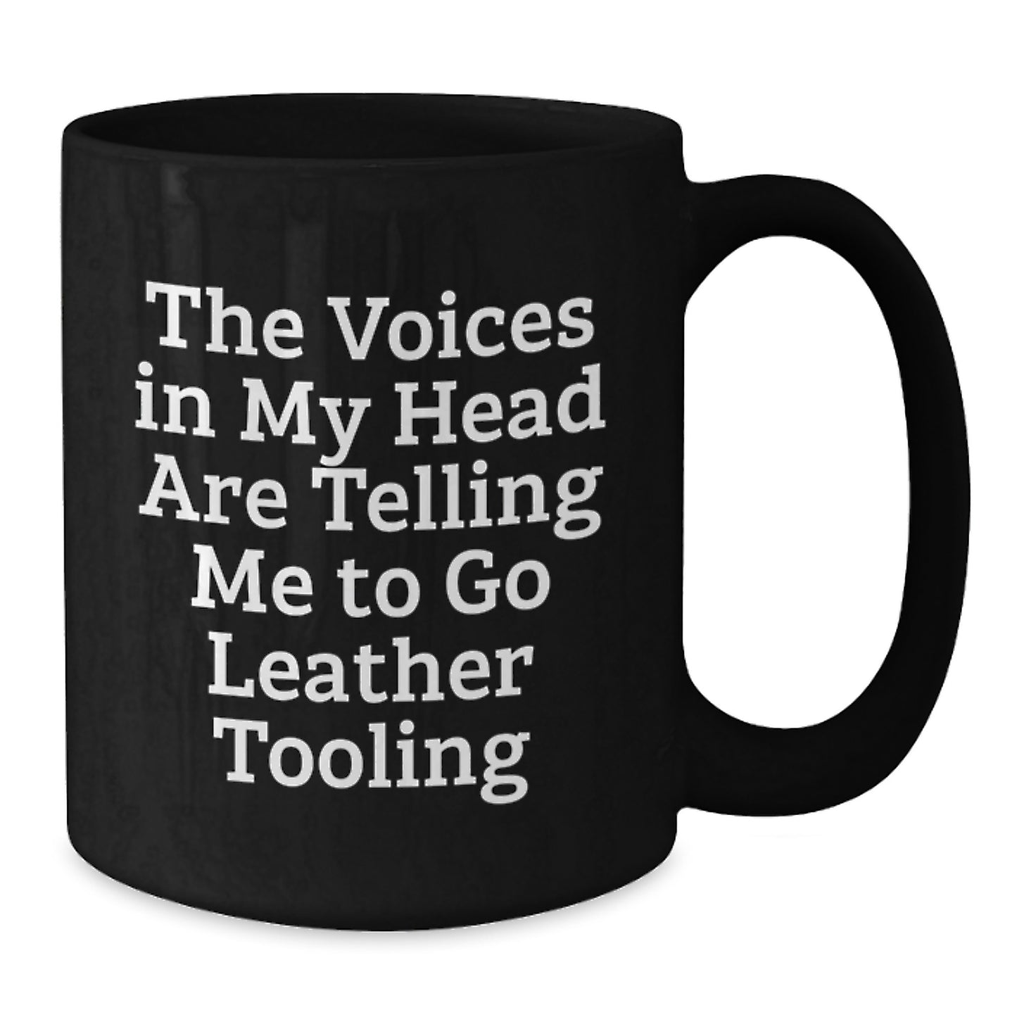 Funny Leather Tooling Gifts for Friends from Men, Unique Birthday Ideas for Leather Enthusiasts, Black Coffee Mug with The Voices In My Head Are Telling Me To Go Leather Tooling Quote - Additional