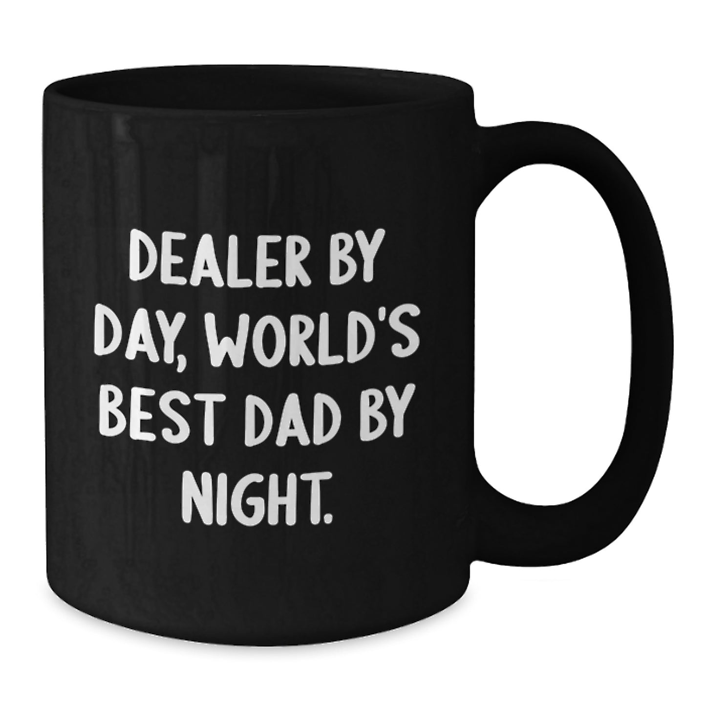 Funny Dealer Gifts for Birthday, Unique Black Coffee Mug with 'Dealer By Day, World's Best Dad By Night.' Quote, Gifts from Dad to Dealer - Additional