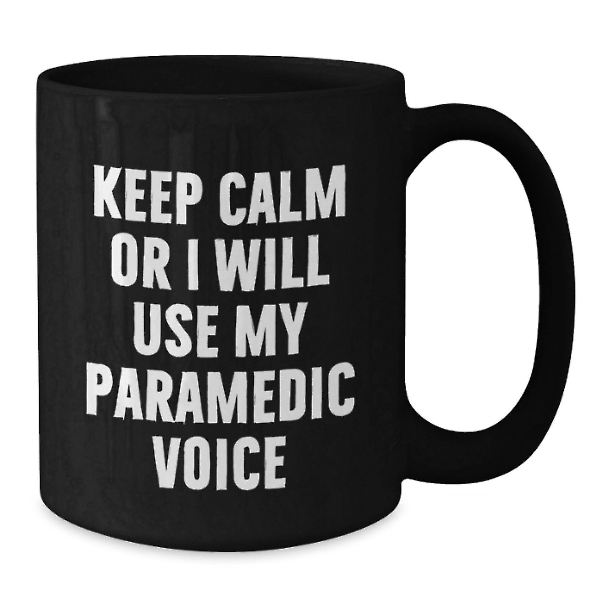 Rescue Worker Humor Funny Black Coffee Mug Gifts from Friends for Birthday, 'Keep Calm Or I Will Use My Rescue Worker Voice', Rescue Worker Gifts, Black Coffee Mug, Birthday Unique Gifts for Men - Additional